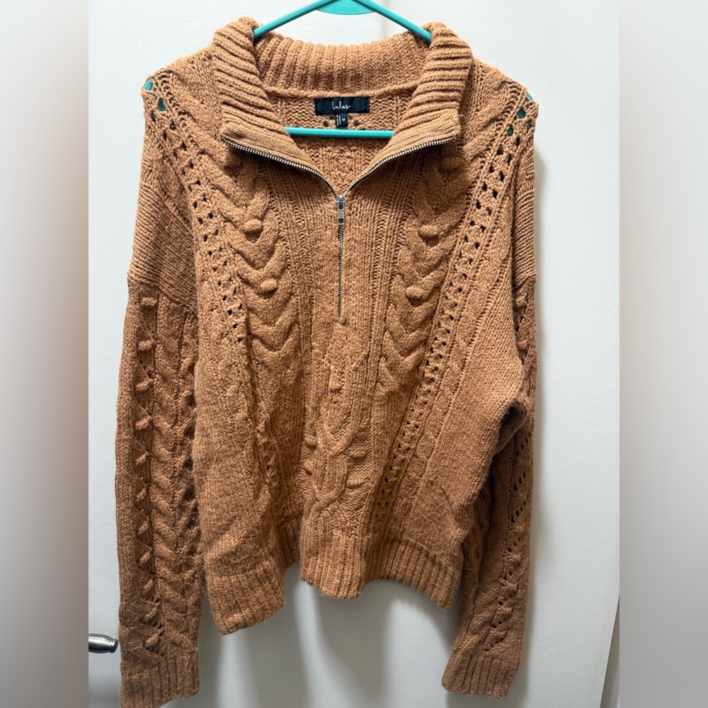 Lulu's Tan Cable Knit Sweater